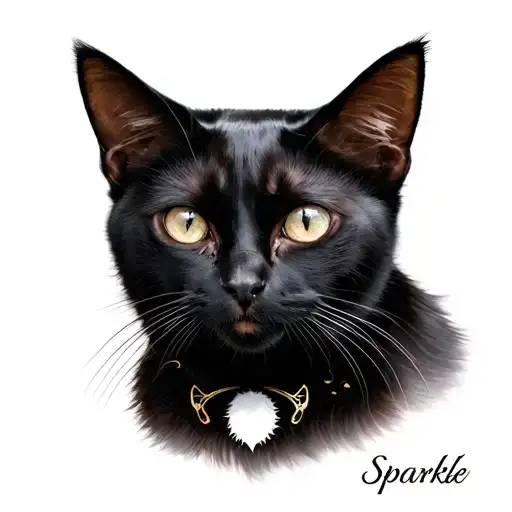 Black Cat With A Small White Spot In The Breastplate With The Name Sparkle