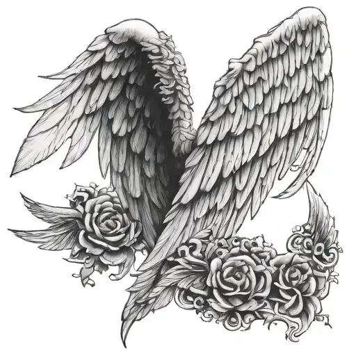 Angel Wings With Llb Old English With Black