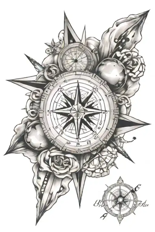 Diamond With Compass Surrounded By Various