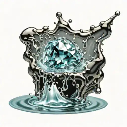 A Small Onyx Crystal Splashing On Water