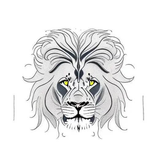 Lion Forward Facing With Bird Image For Back Of Arm Tattoo