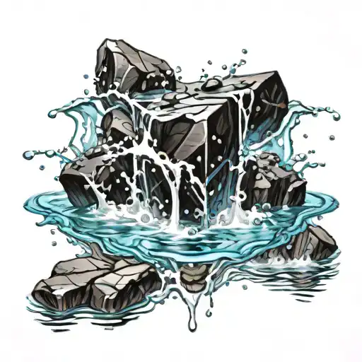 Onyx Stone Splashing On Shallow Water Full Of Quarz