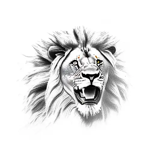 Male Lion Roaring Head Only