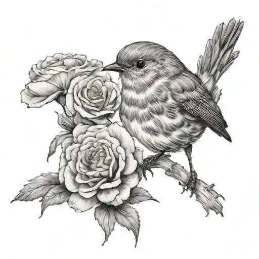 Robin Bird With Carnation Flower