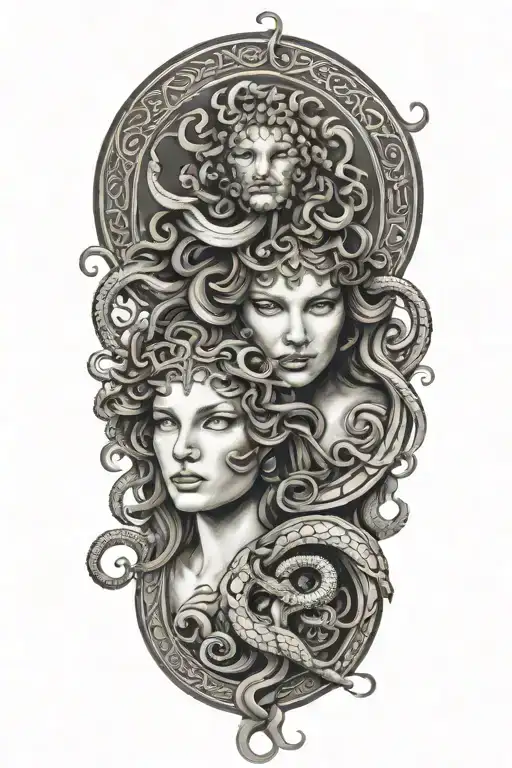 Medusa And Lilith Symbol Intertwined
