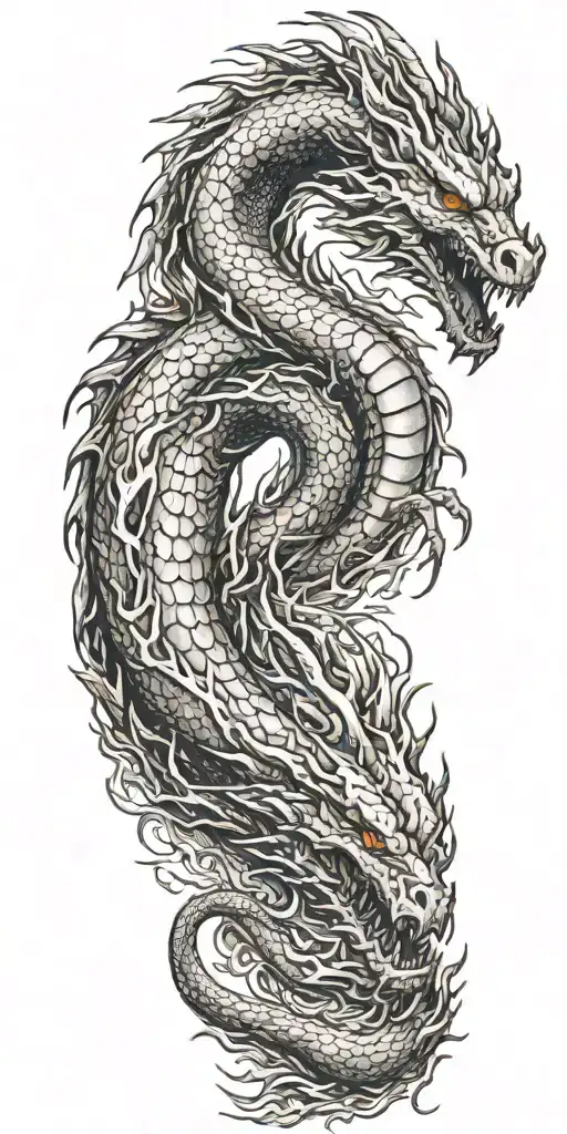 Fiery Dragon In Flames Of Fire