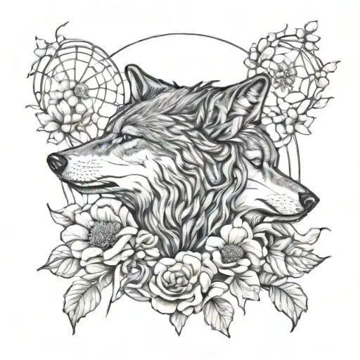 Wolf Moon Flower Intertwined