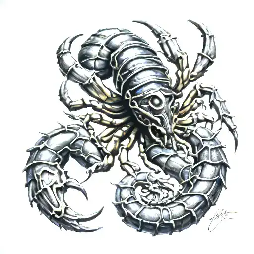 Torned Flesh Text In Hoc Signo Vinces 3D Scorpion Surrounded