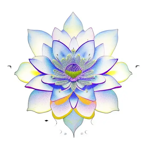 Lotus Flower Petals With Ohia Lehua Flower Coming Out Of The Middle