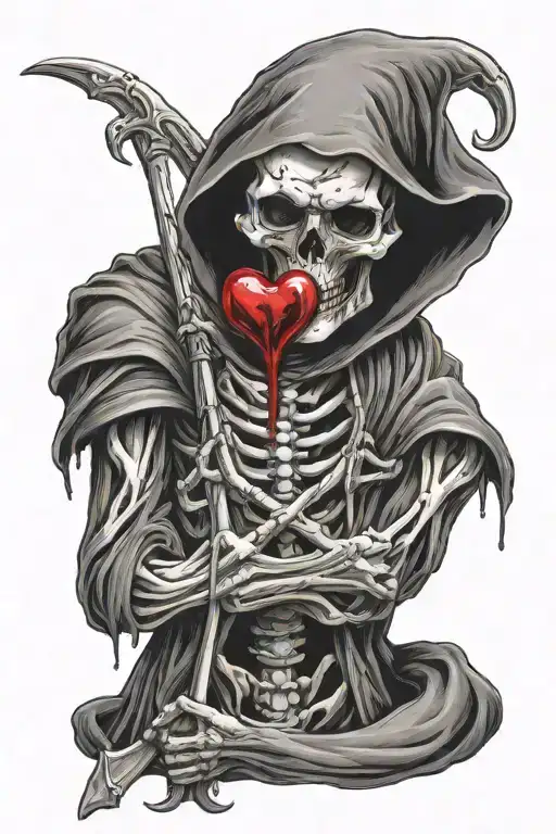 Grim Reaper Holding A Bleeding Heart