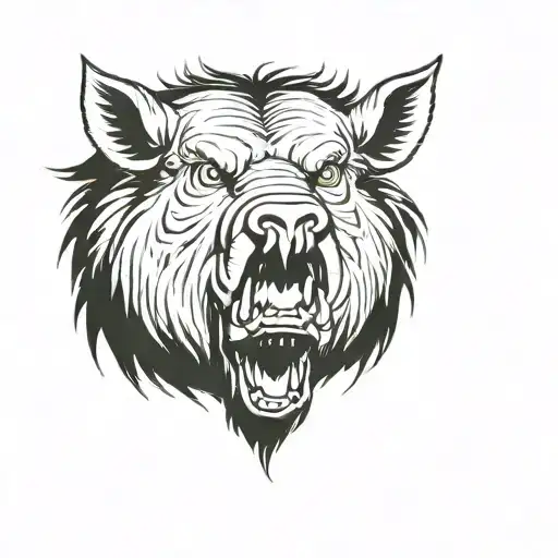 Angry Celtic Boar Head Tongue