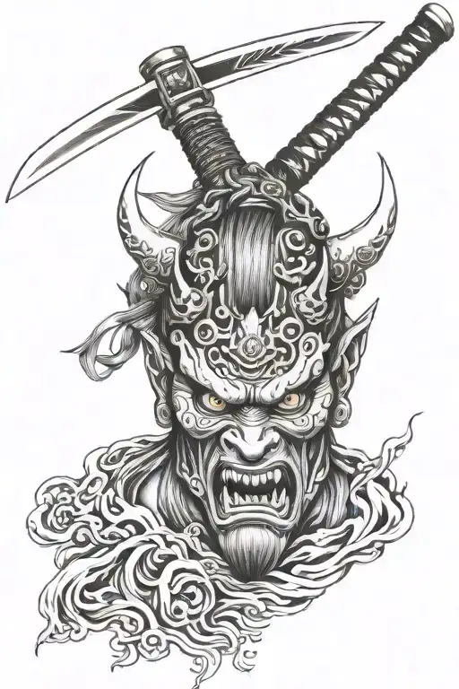 Japanese Oni Mask Katana