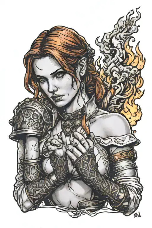 Triss Merigold With Fire In Hands