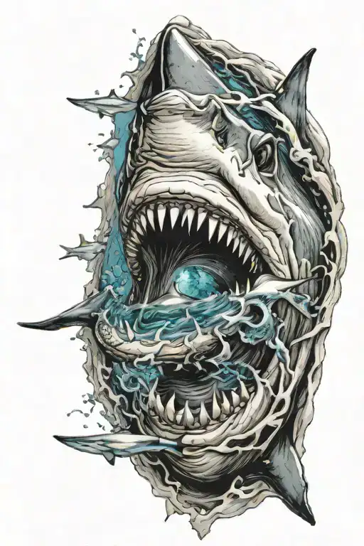Shark Jaws With Ocean Inside