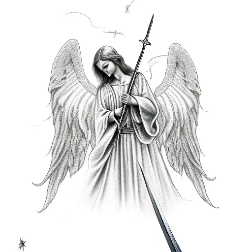Angel With Sword In Heaven