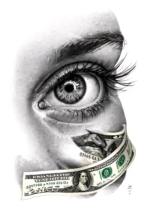 Eye Of Mother And Life With Money Tattoo
