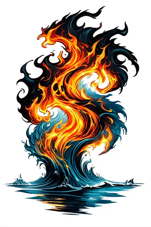 Land Water Fire Flames