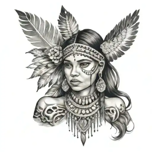 Mexican Indian Girl With National Patterns Inspired