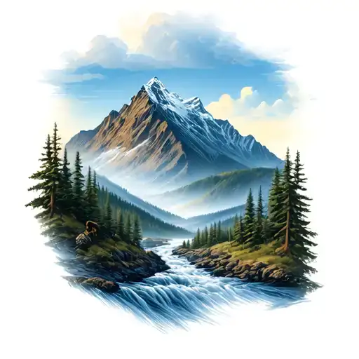 Mountain With River Flowing