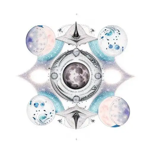 Create A Tattoo Of The Phases Of The Moon With Constellations In The Back Ground