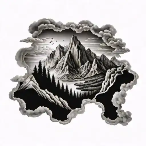 Rout To Mountain Scene Ending By Sky With Zeus Coming