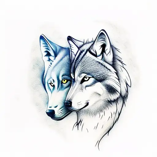 Wolf With A Banywolf Singing To The Moon