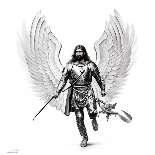 Biblical Archangel Michael In Fight Scene