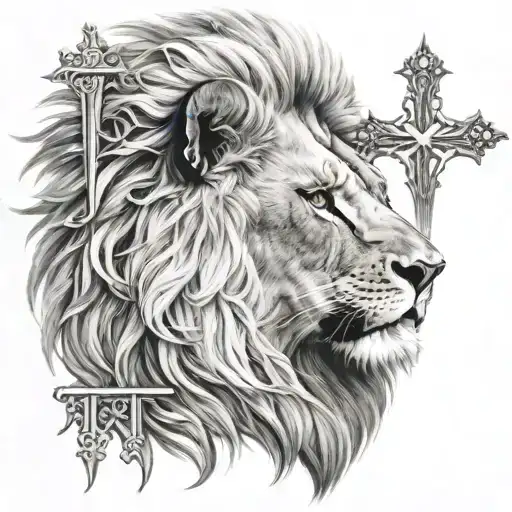 Lion Head With Cross