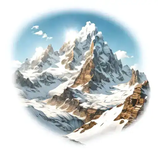 Snow Mountain With Blue Sky And Sunshine Comes