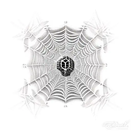 Cyberpunk Spider Web Made Of Binary Code