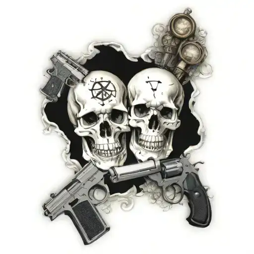 Skulls Money Guns Drugs Incorporated Tattoo