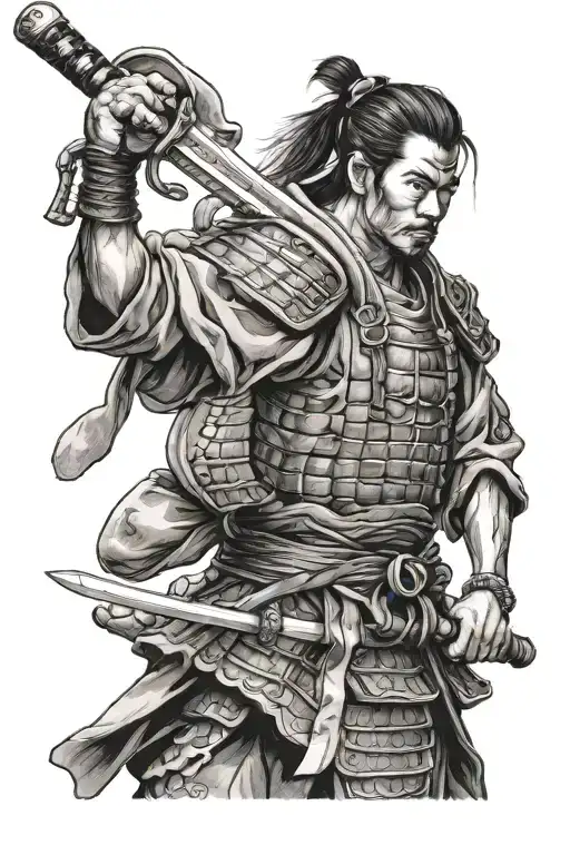 Samurai Standing Holding Katana Sword