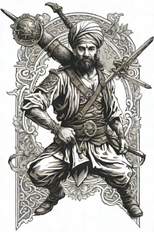 Turkish Ottoman Posing With Sword