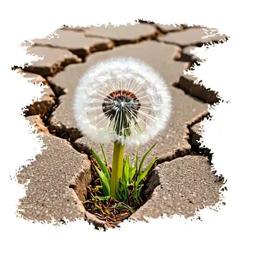 Dandelion Growing Out Of Crack In Sidewalk