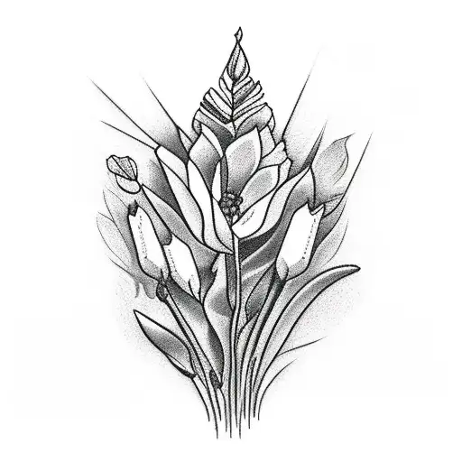 Cardinal In Sticks With Flowers