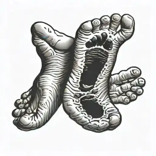 Human Baby Footprint Silhouette With A Black Tar On The Heel