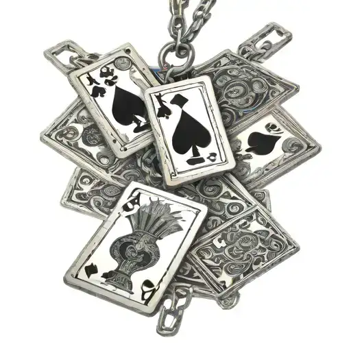 Playing Cards Hanging On A Chain Hanging In A Line