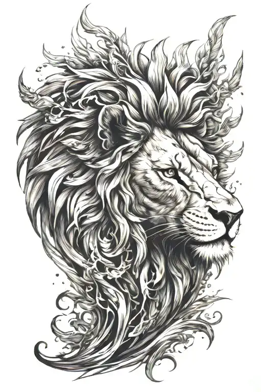 Lion Surrounded Phoenix Rising From The Ashes