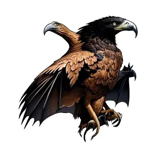 Oak On One Side Of Which A Bat On The Other Eagle