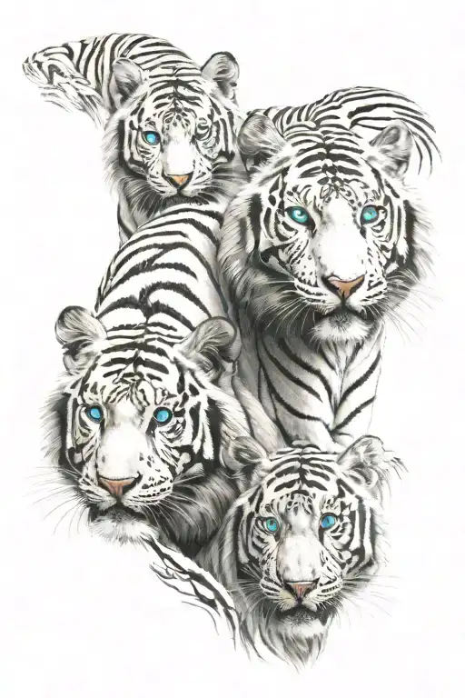 White Tiger Family Blue Eyes