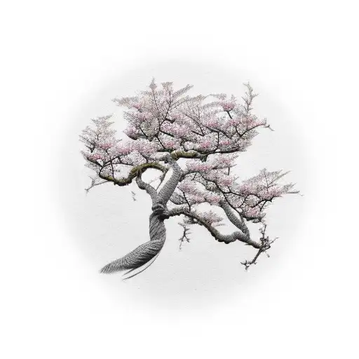 Tree Half Cherry Blossom Half Spanish Moss