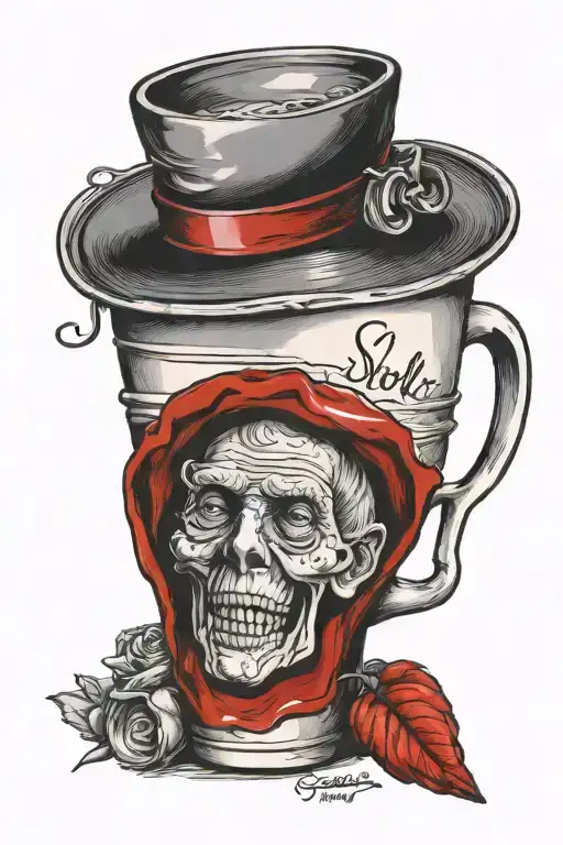 Red Solo Cup And Cardnial Carrying A Note Saying Rip Grandma Tell We Meet Again