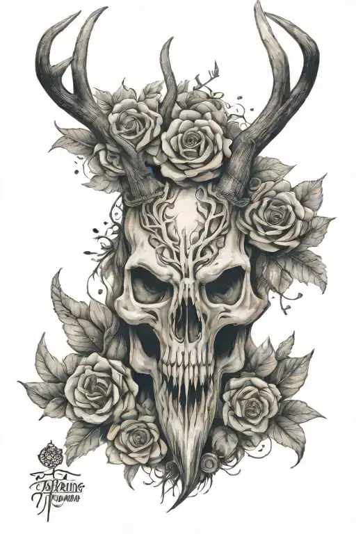 Nordic Dear Skull On Inside Of Forearm And Dear Face In The Outside Of Forearm