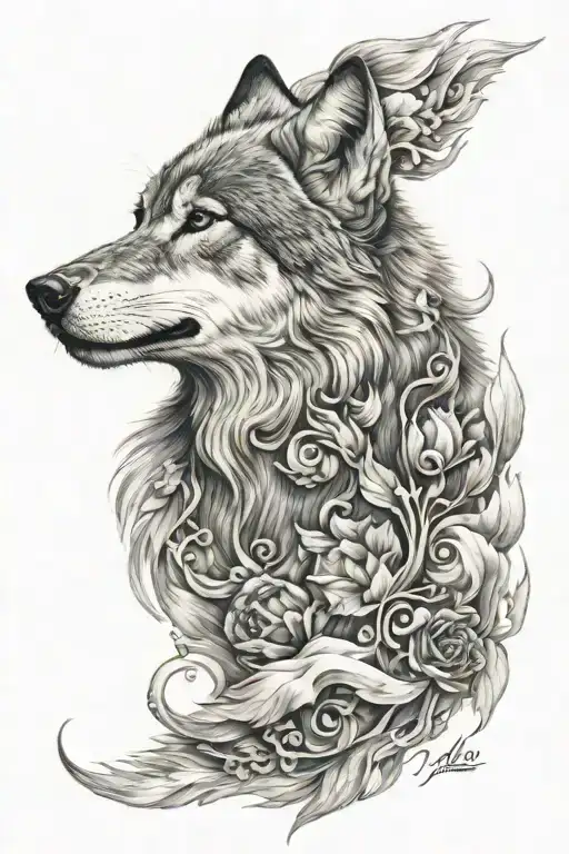Realistic Wolf Tatto Design