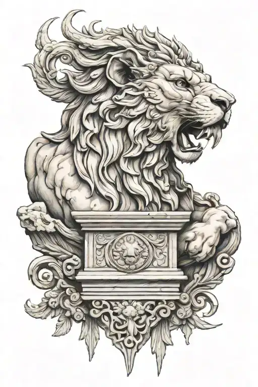 Antiquity Lion Warriors Temple Face Greek Gods