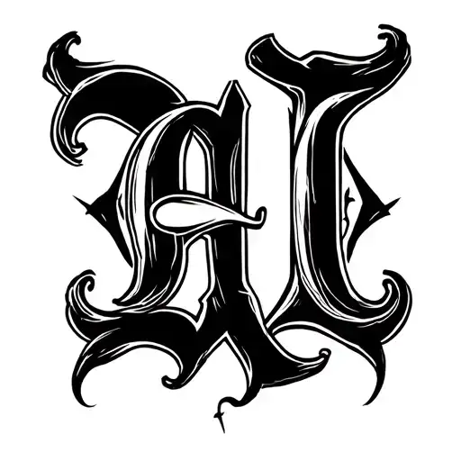 Initials A Nad L Font Tattoo Design