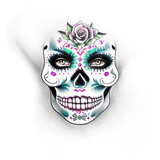 Rose With Hot Sugar Skull Girl