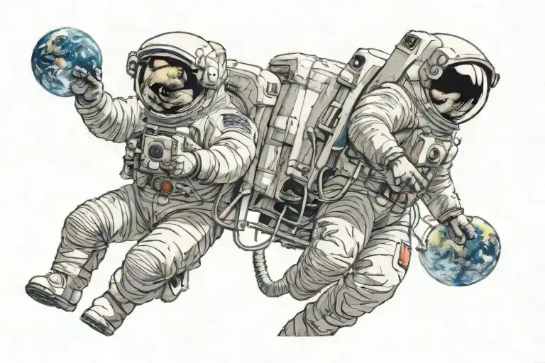 Astronaut On Moon Looking At Earth