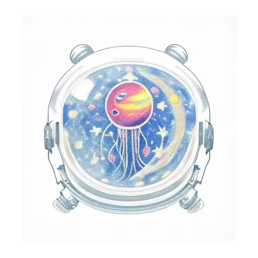 Astronaut Helmet Jellyfish Outer Space Solar System