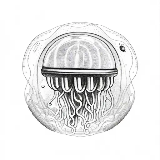 Jellyfish Wearing An Astronaut Helmet In Outer Space